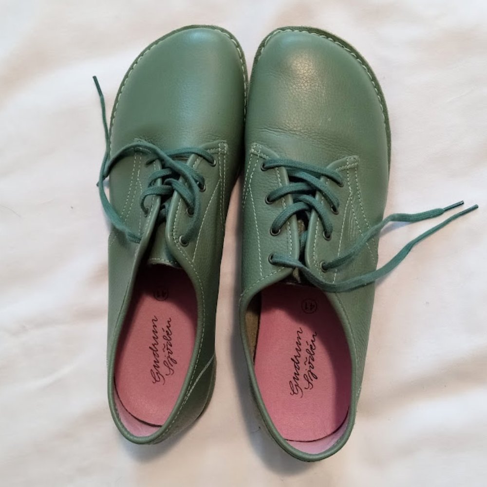 Green Unworn Gudrun Sjödén Leather Shoes Size 41 or Size 9 to 10 Wide - Picture 6 of 14